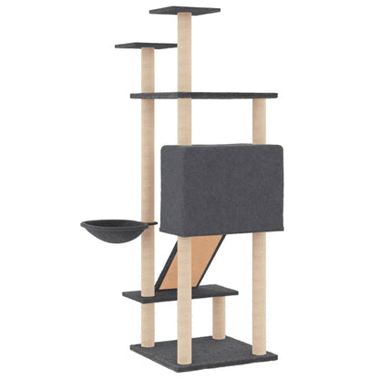 Cat Tree with Sisal Scratching Posts Dark Grey 153 cm