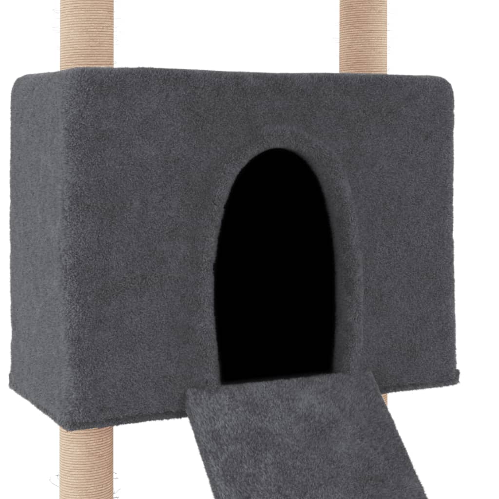 Cat Tree with Sisal Scratching Posts Dark Grey 153 cm