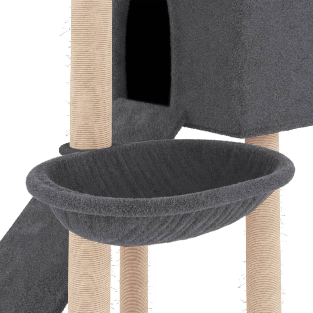 Cat Tree with Sisal Scratching Posts Dark Grey 153 cm