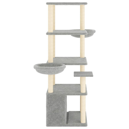 Cat Tree with Sisal Scratching Posts Light Grey 147 cm