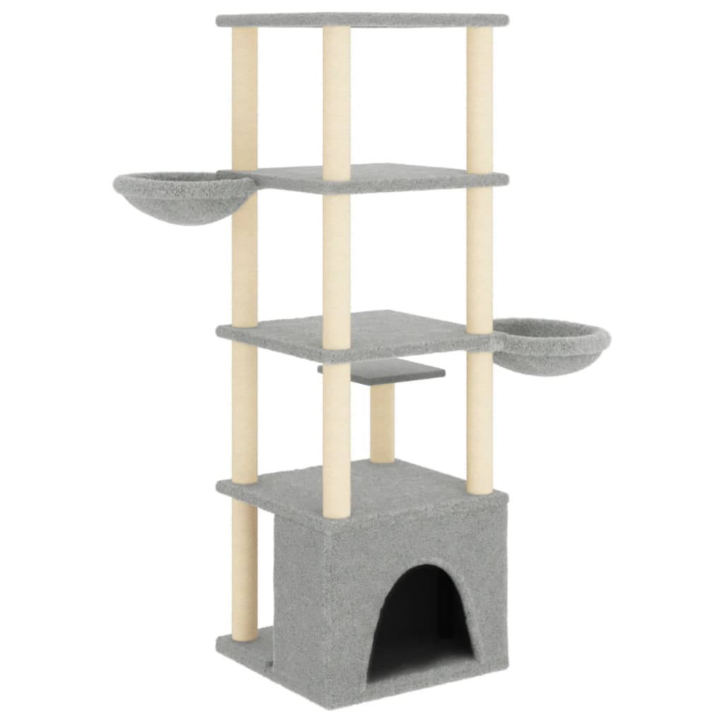 Cat Tree with Sisal Scratching Posts Light Grey 147 cm