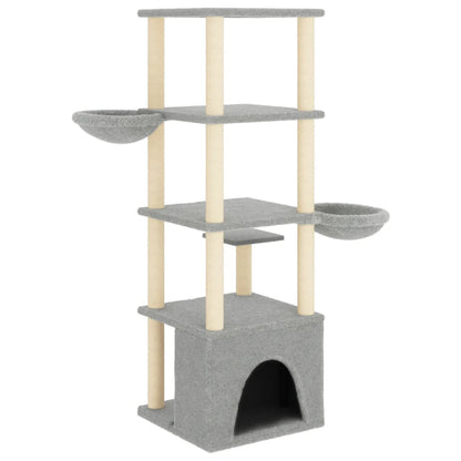 Cat Tree with Sisal Scratching Posts Light Grey 147 cm