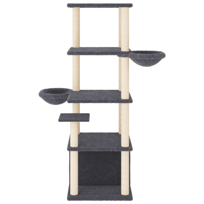 Cat Tree with Sisal Scratching Posts Dark Grey 147 cm