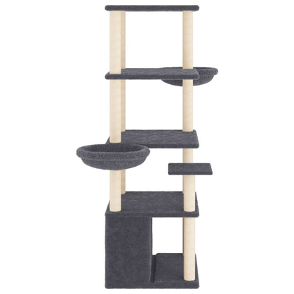 Cat Tree with Sisal Scratching Posts Dark Grey 147 cm