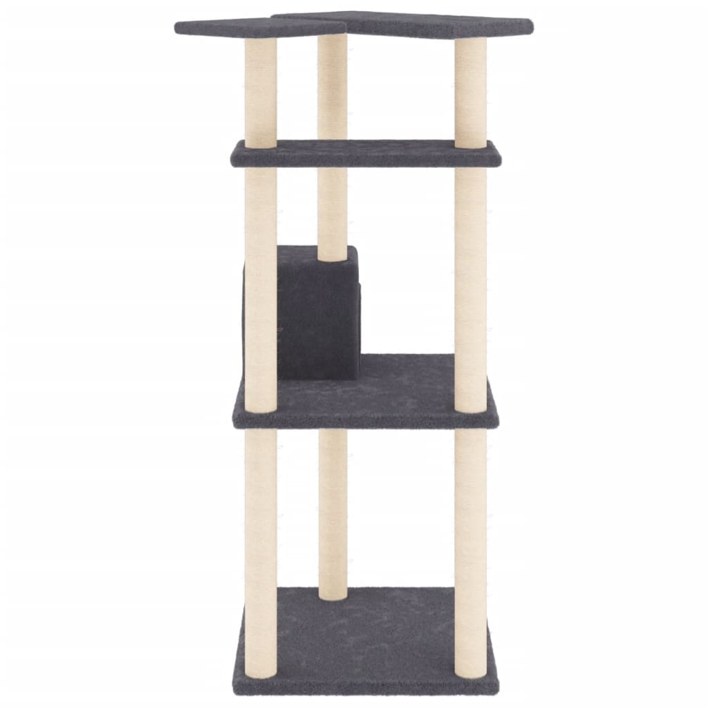 Cat Tree with Sisal Scratching Posts Dark Grey 123 cm