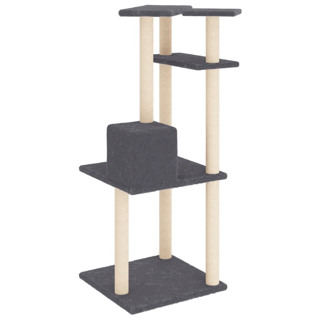 Cat Tree with Sisal Scratching Posts Dark Grey 123 cm