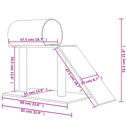 Cat Scratching Posts with Tunnel and Ladder Dark Grey 55.5 cm