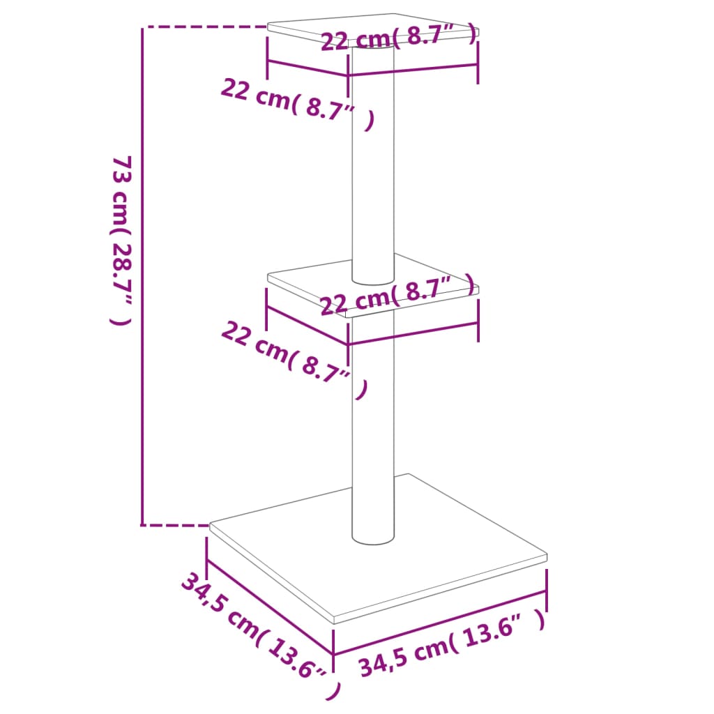 Cat Tree with Sisal Scratching Posts Cream 73 cm