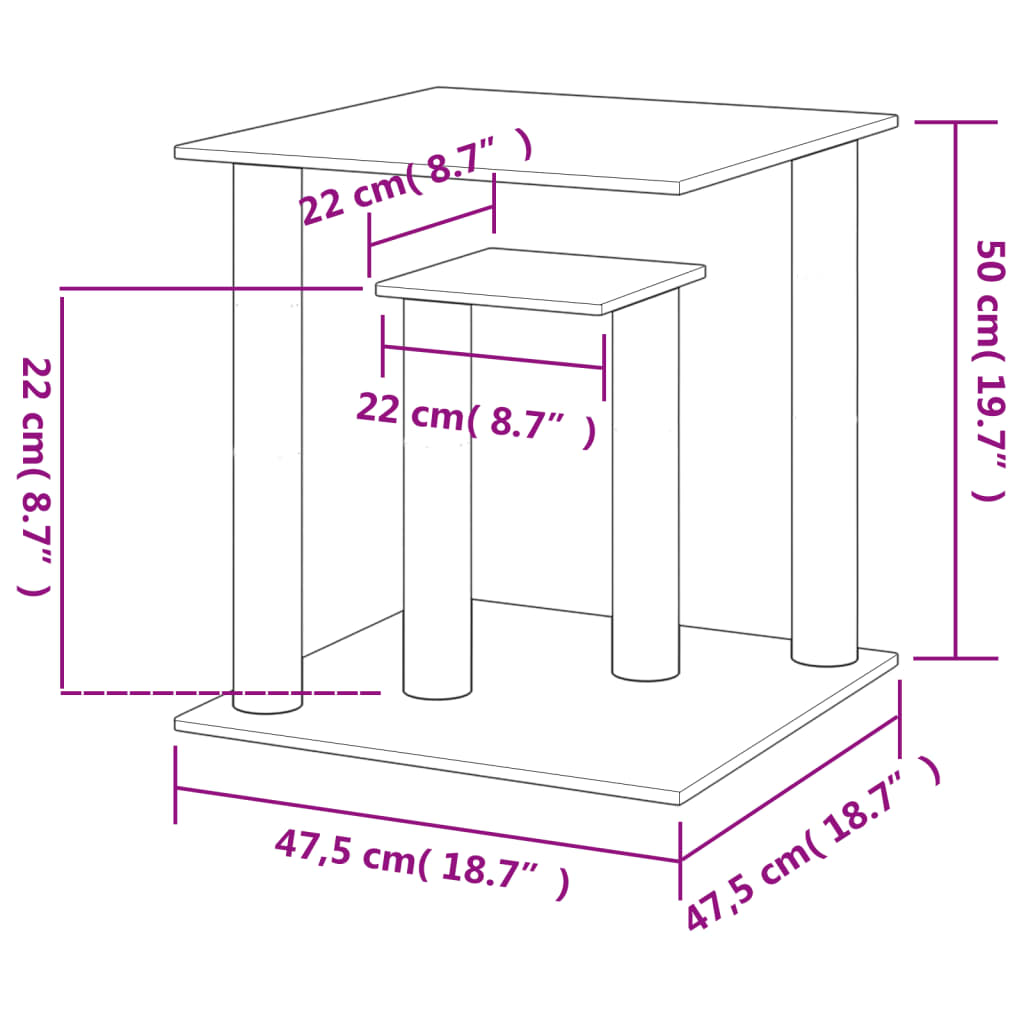 Cat Scratching Posts with Platforms Light Grey 50 cm