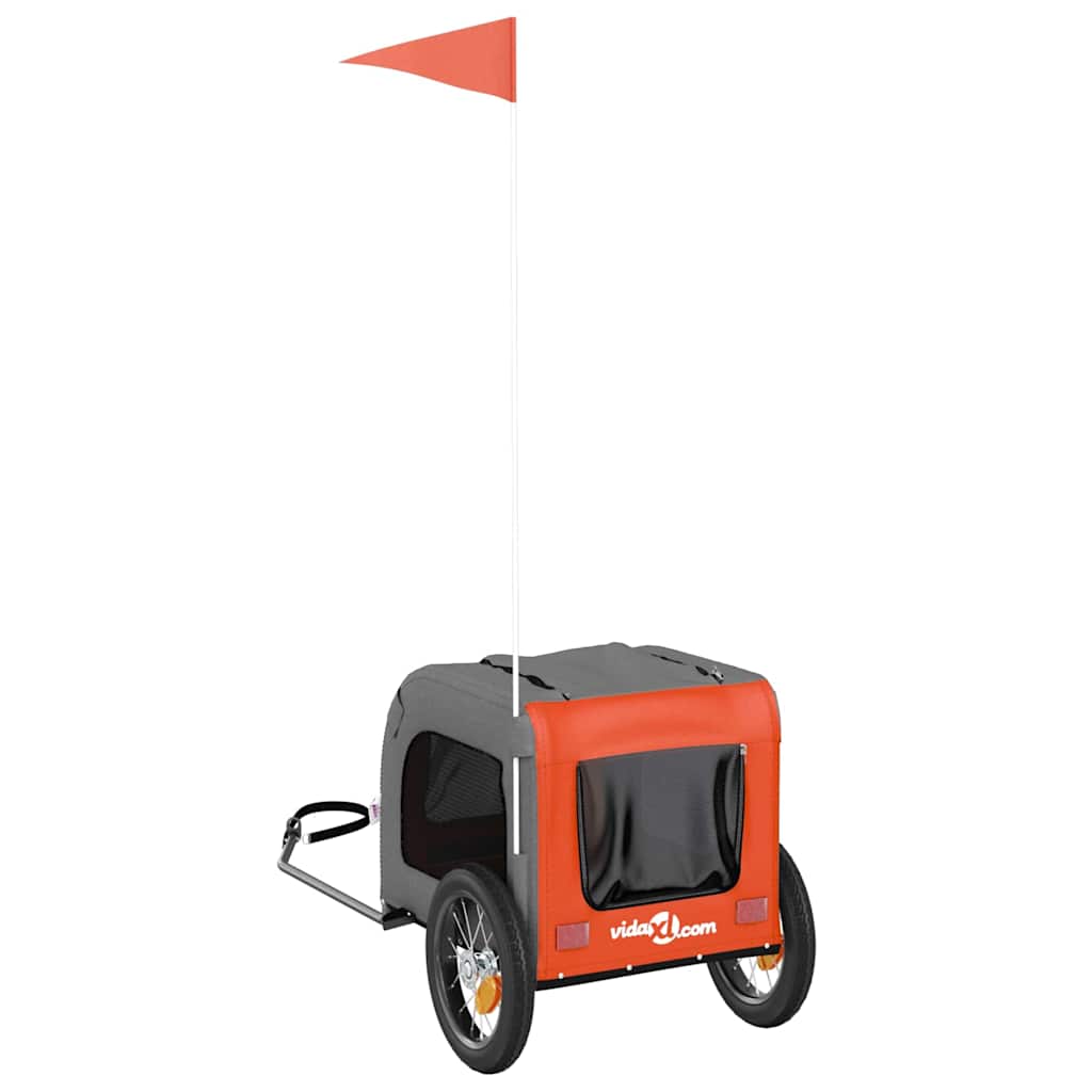 Pet Bike Trailer Animal Print Orange and grey 124 x 53 x 53 cm