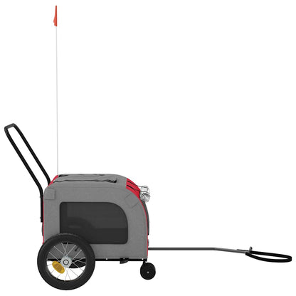 Pet Bike Trailer with Storage Red and grey 124.5 x 63.5 x 53 cm