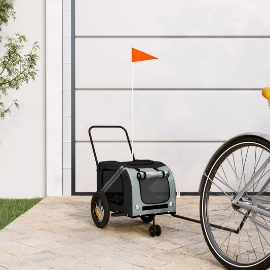 Pet Bike Trailer Grey and Black Oxford Fabric and Iron