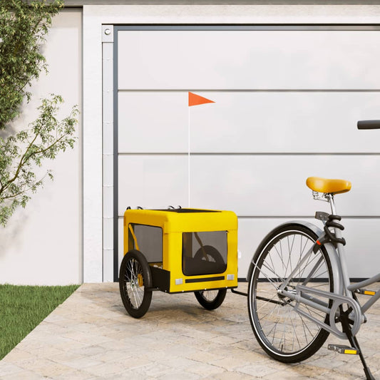 Pet Bike Trailer Yellow and Black Oxford Fabric&Iron