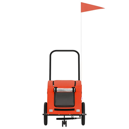 Pet Bike Trailer Orange and Grey Oxford Fabric and Iron