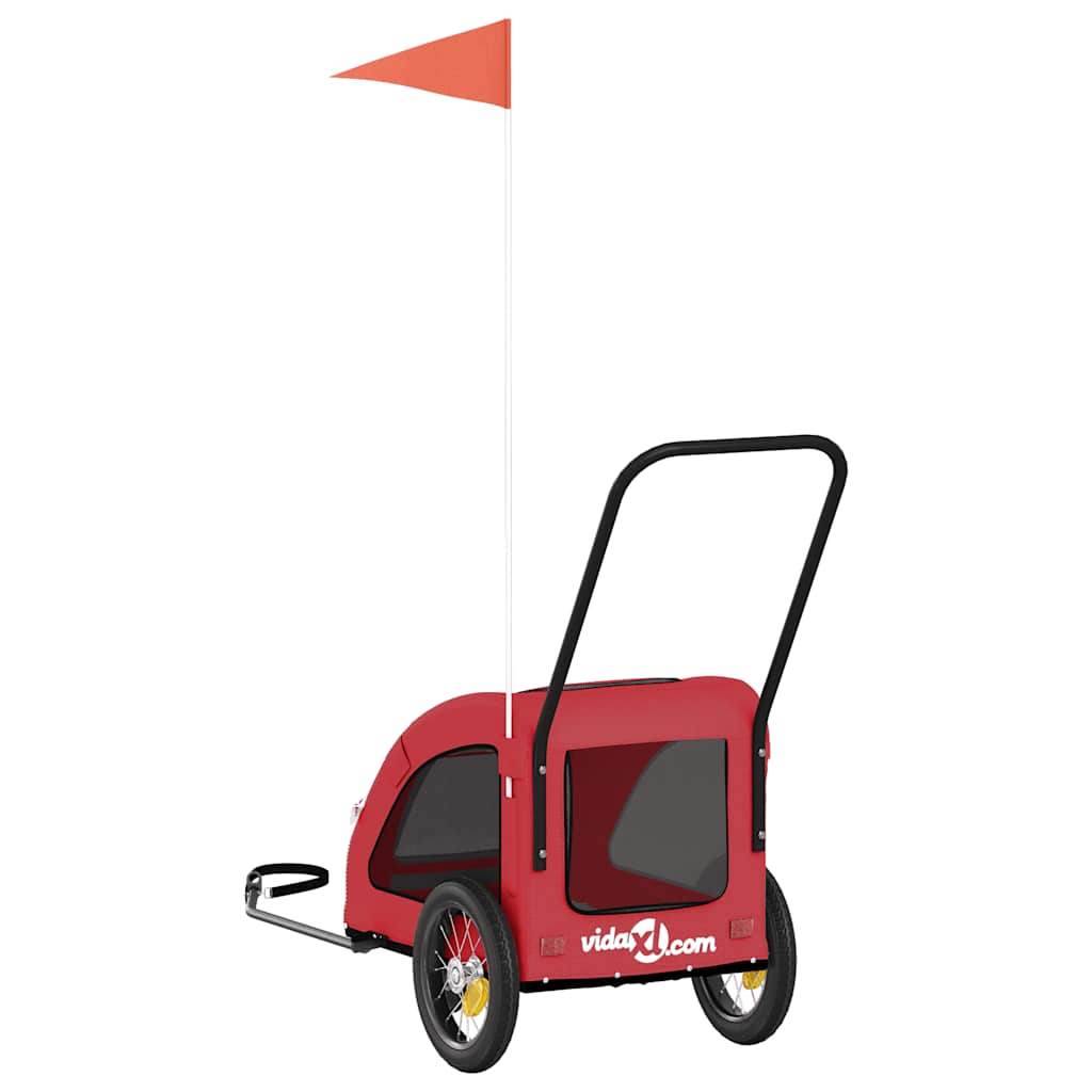 Pet Bike Trailer Red Oxford Fabric and Iron
