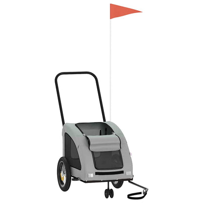 Pet Bike Trailer Grey Oxford Fabric and Iron