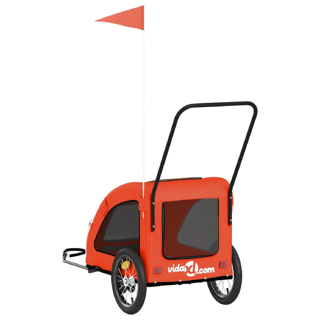 Pet Bike Trailer Orange Oxford Fabric and Iron