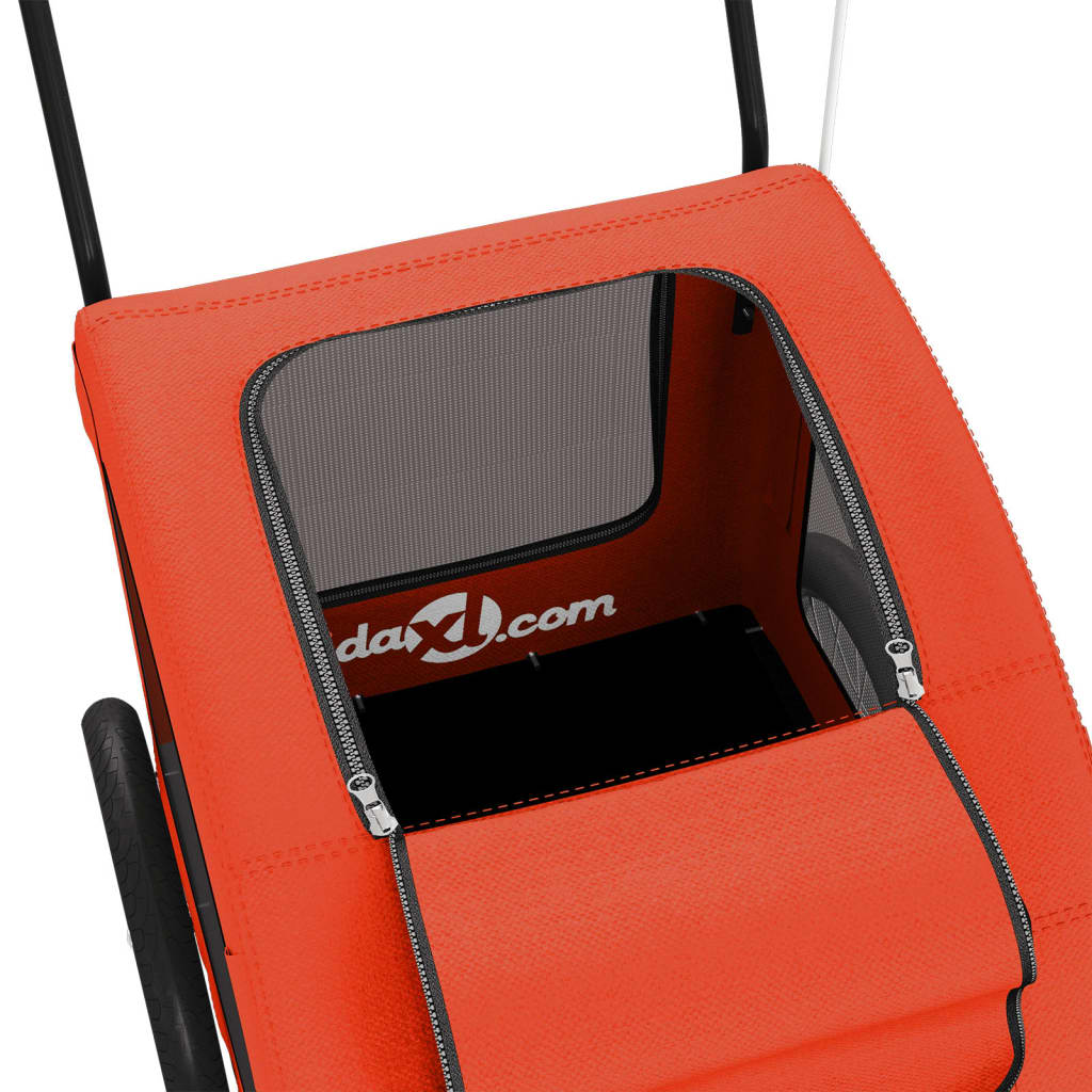 Pet Bike Trailer Orange Oxford Fabric and Iron