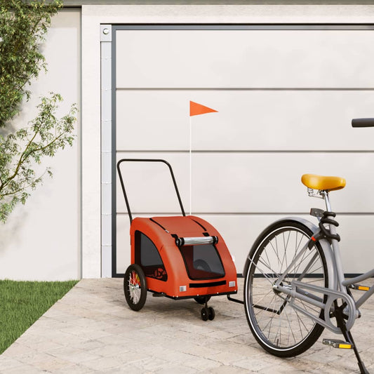 Pet Bike Trailer Orange Oxford Fabric and Iron