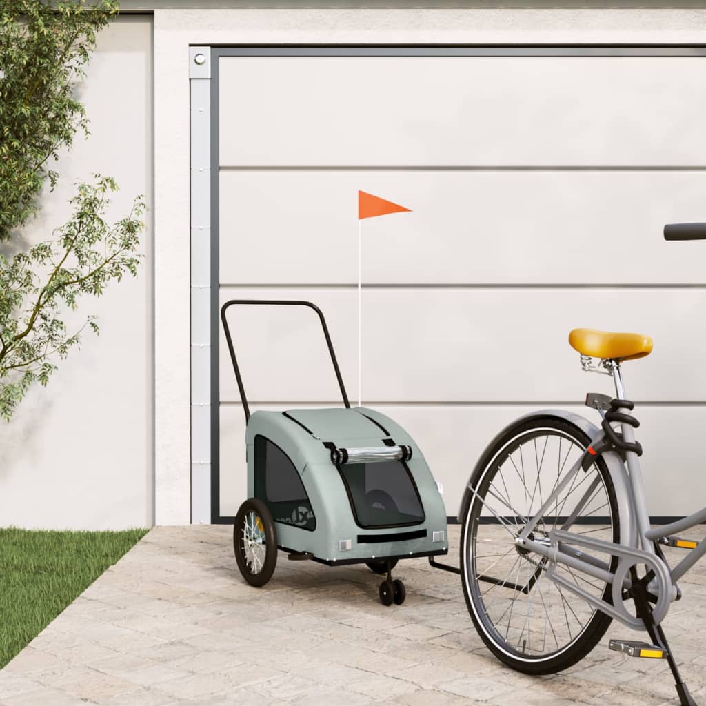 Pet Bike Trailer Grey Oxford Fabric and Iron