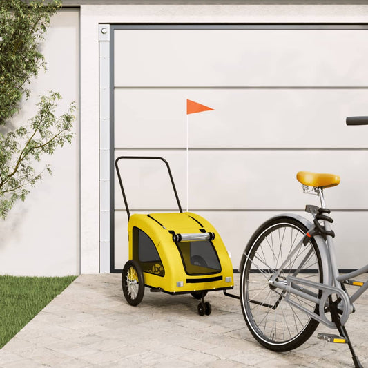 Pet Bike Trailer Yellow Oxford Fabric and Iron