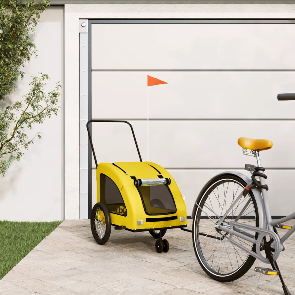 Pet Bike Trailer Yellow Oxford Fabric and Iron