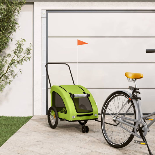 Pet Bike Trailer Green Oxford Fabric and Iron