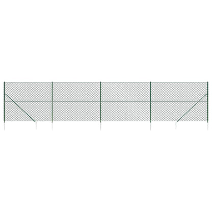 Chain Link Fence with Spike Anchors Green 1.4x10 m