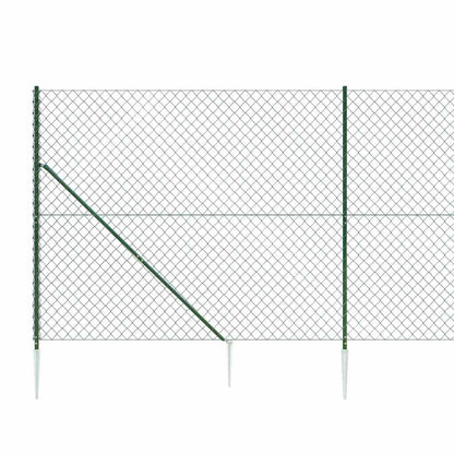 Chain Link Fence with Spike Anchors Green 1.4x10 m