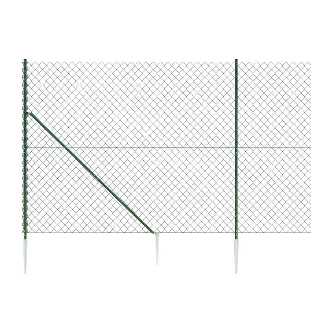 Chain Link Fence with Spike Anchors Green 2.2x10 m