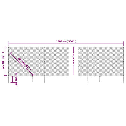 Chain Link Fence with Spike Anchors Green 2.2x10 m