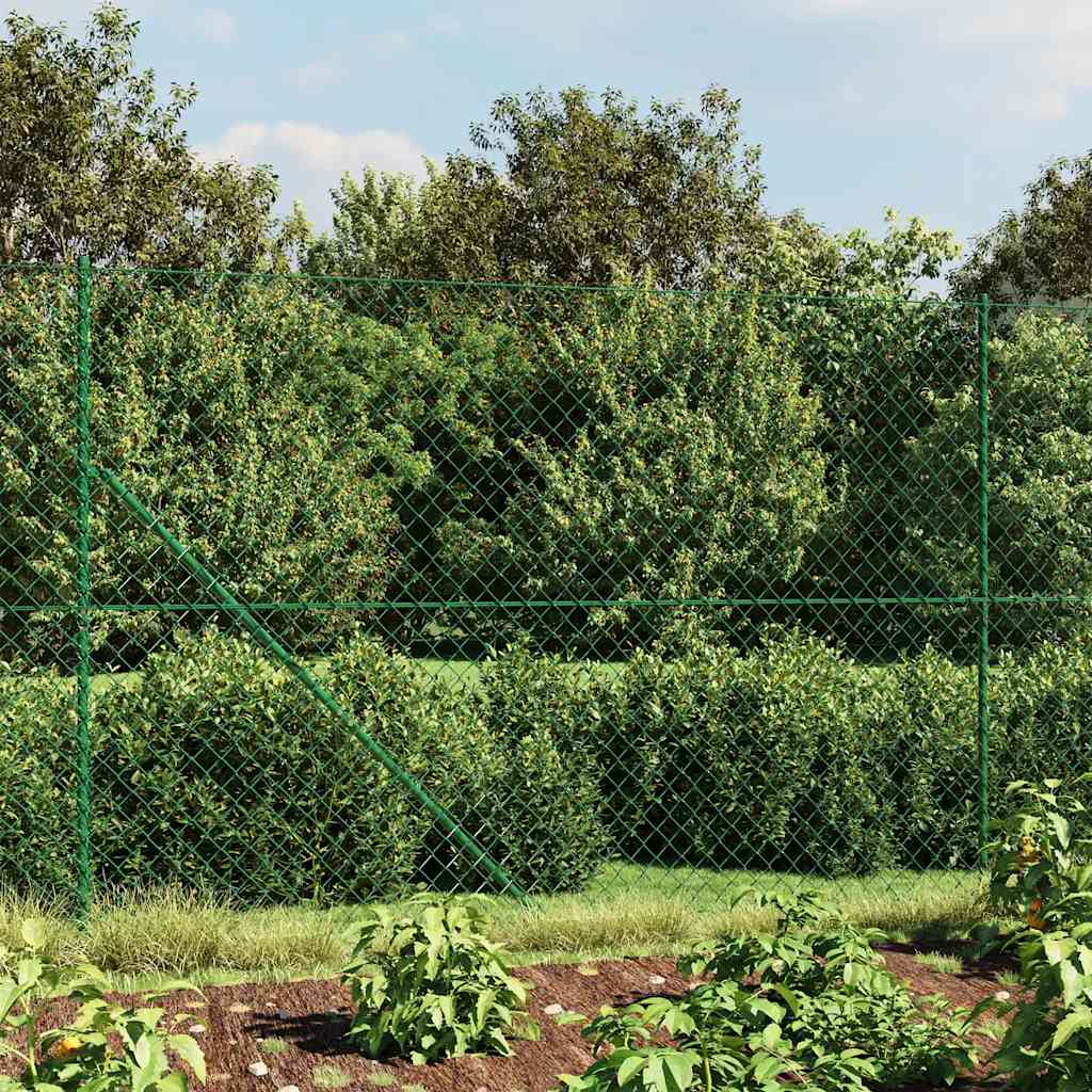 Chain Link Fence with Flange Green 1.6x10 m