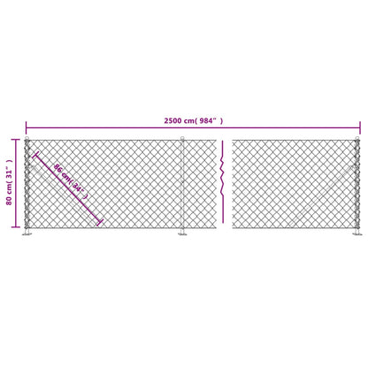 Chain Link Fence with Flange Green 0.8x25 m