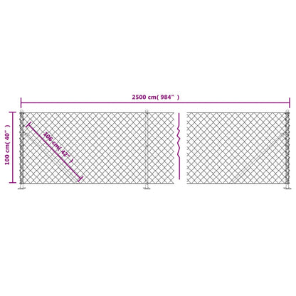 Chain Link Fence with Flange Green 1x25 m