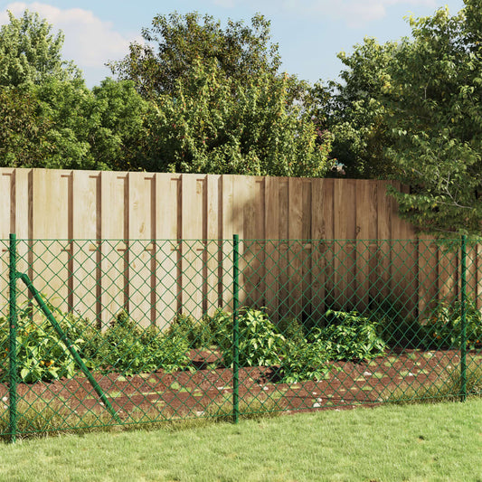 Chain Link Fence with Flange Green 1.1x25 m