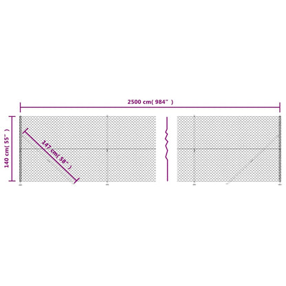 Chain Link Fence with Flange Green 1.4x25 m