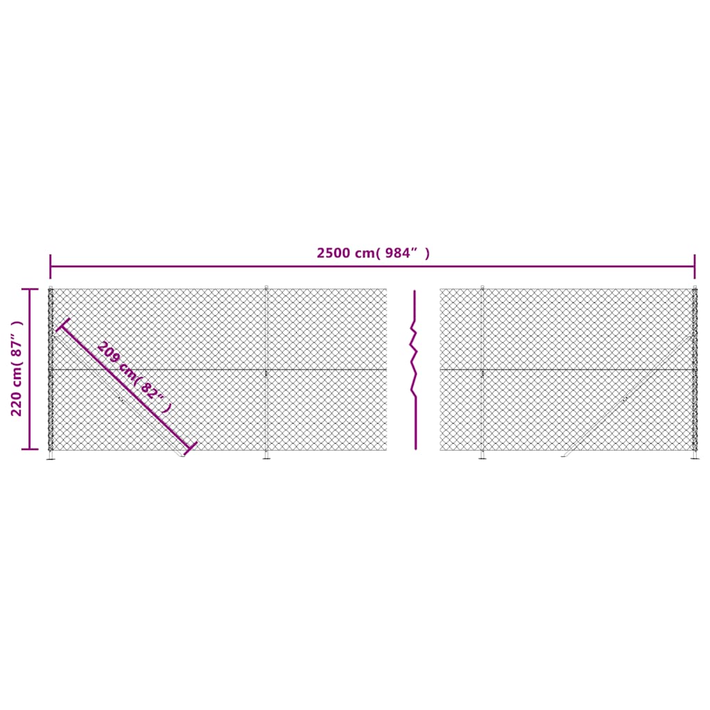 Chain Link Fence with Flange Green 2.2x25 m