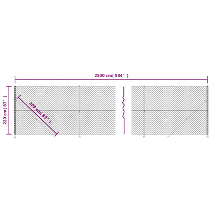 Chain Link Fence with Flange Green 2.2x25 m