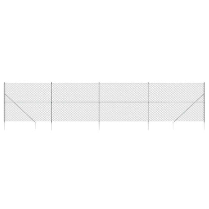 Chain Link Fence with Spike Anchors Silver 1.6x10 m