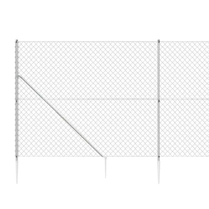 Chain Link Fence with Spike Anchors Silver 1.6x10 m
