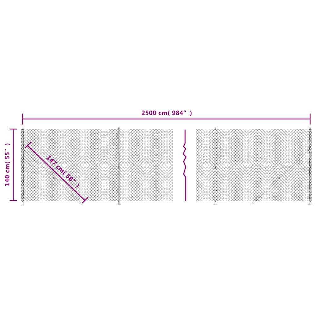 Chain Link Fence with Flange Silver 1.4x25 m
