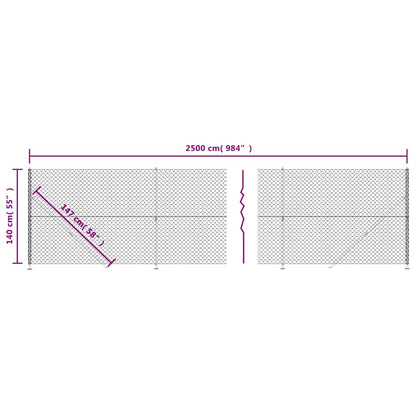 Chain Link Fence with Flange Silver 1.4x25 m