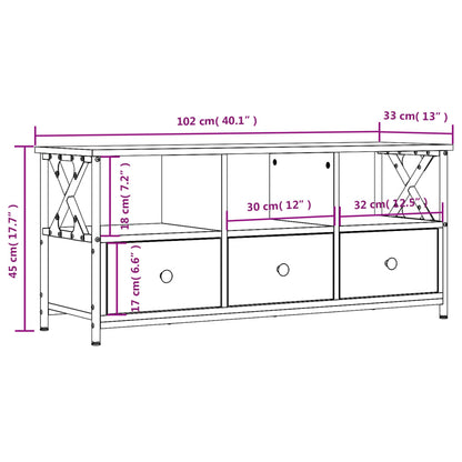 TV Cabinet Black 102x33x45 cm Engineered Wood&Iron