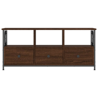 TV Cabinet Brown Oak 102x33x45 cm Engineered Wood&Iron