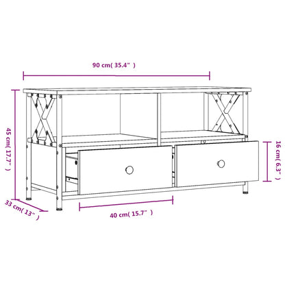 TV Cabinet Sonoma Oak 90x33x45 cm Engineered Wood&Iron