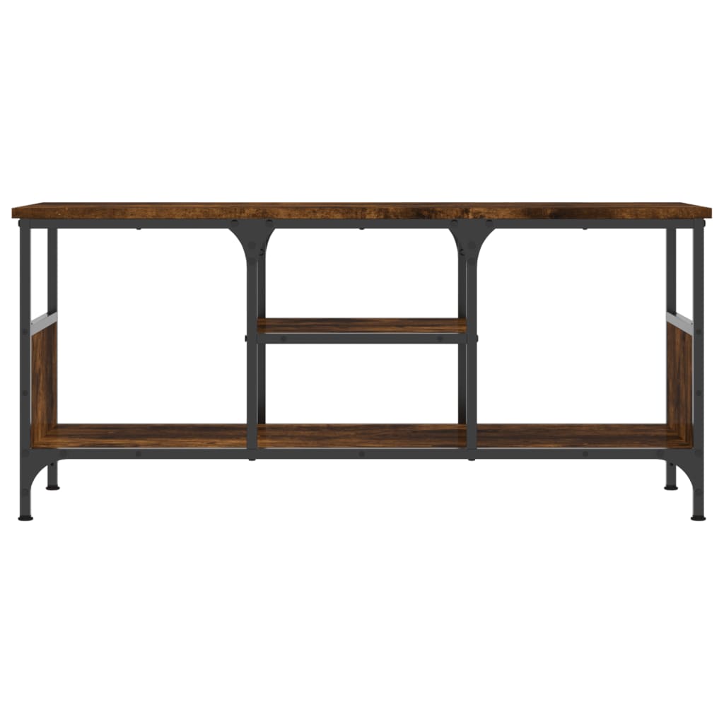 TV Cabinet Smoked Oak 100x35x45 cm Engineered Wood&Iron