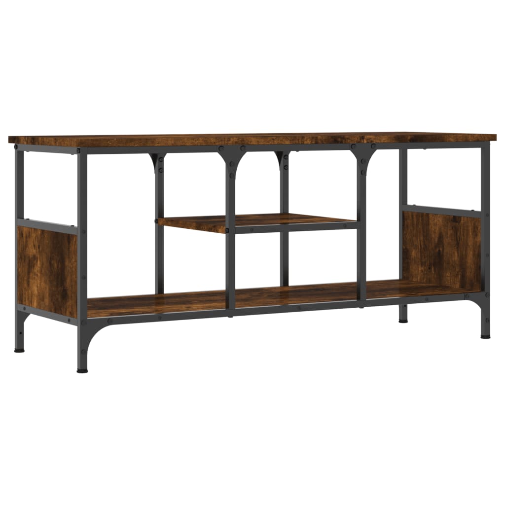 TV Cabinet Smoked Oak 100x35x45 cm Engineered Wood&Iron