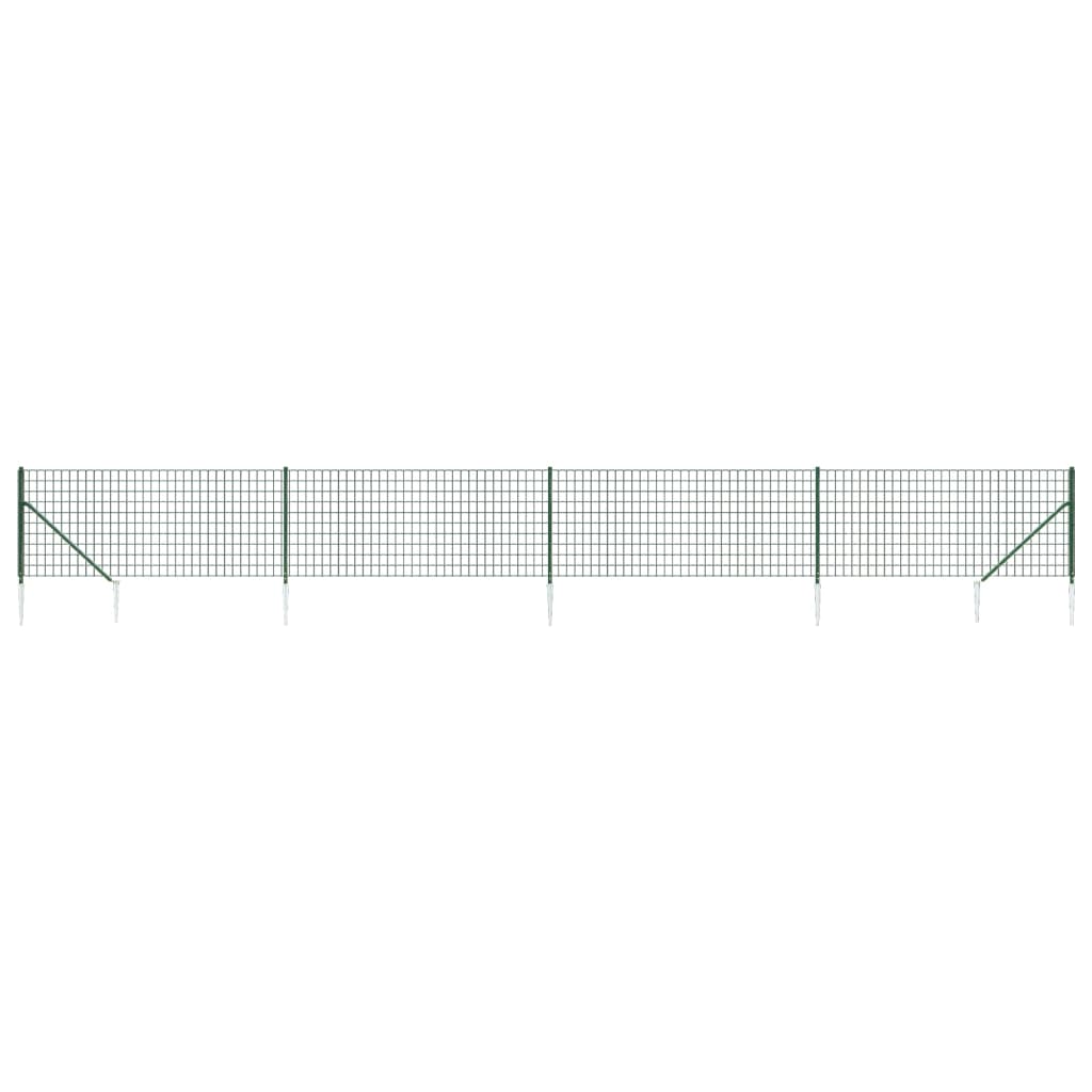 Wire Mesh Fence with Spike Anchors Green 0.8x10 m