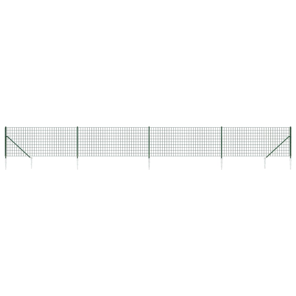 Wire Mesh Fence with Spike Anchors Green 1x10 m