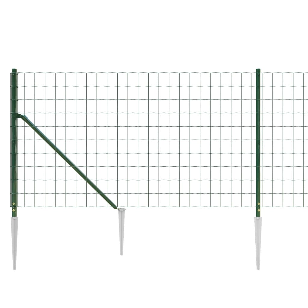 Wire Mesh Fence with Spike Anchors Green 1.1x10 m